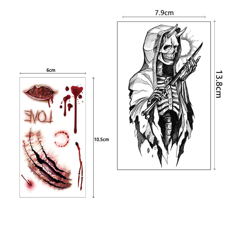 Halloween Tattoo Stickers Wound Tattoo Stickers Simulation tattoo tattoo scar tattoo tattoo knife simulation Waterproof Tattoo Sticker 36pcs