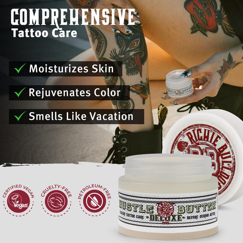 Hustle Butter  1oz Tattoo Balm For New & Older Tattoos - Safe While Healing - Moisturizes and Rejuvenates Tattoo Aftercare - Travel Size