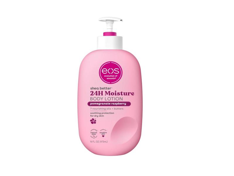 eos Shea Better Body Lotion- Pomegranate Raspberry, 24-Hour Moisture Skin Care, Lightweight & Non-Greasy, Made with Natural Shea, Vegan, 16 fl oz