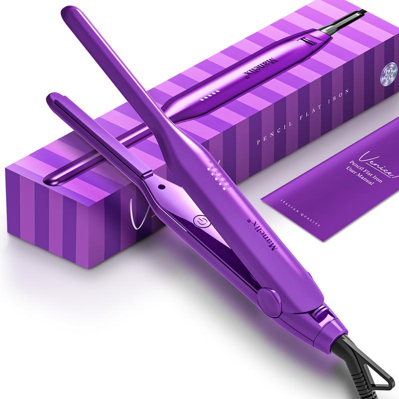 Manelix 0.3 Inch Super Slim Design Mini Flat Iron for Short Hair, 2 in 1 Hair Straightener and Curler, Dual Voltage PTC and Ceramic Small Flat Iron Hair Straightener