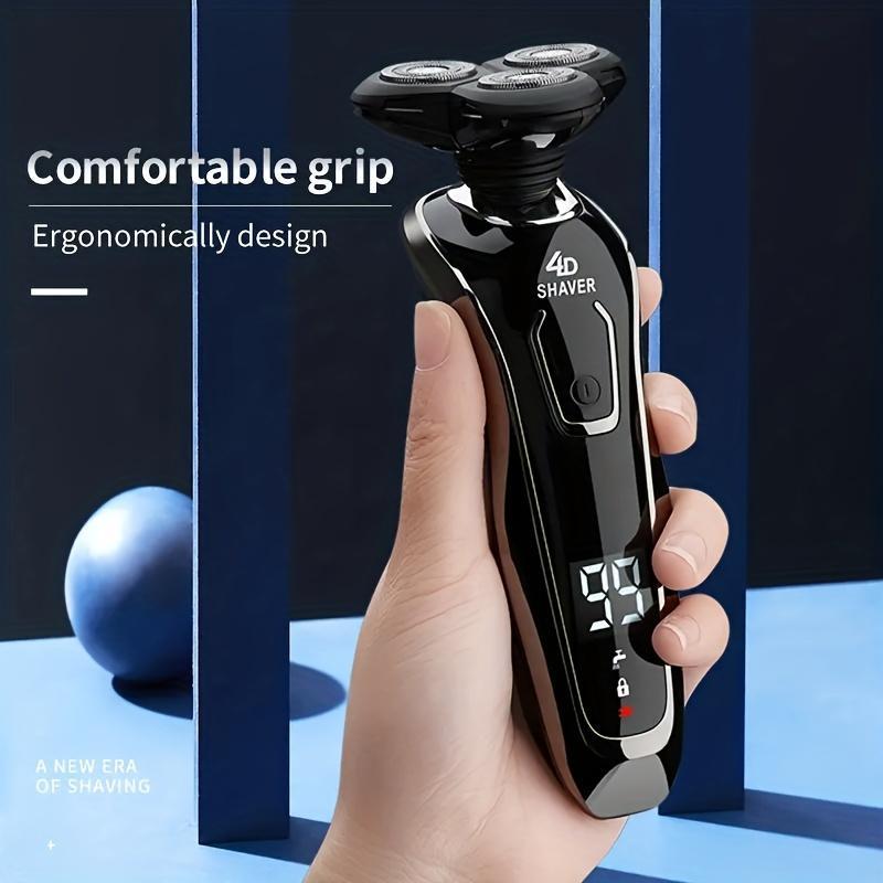 USB Rechargeable Electric Shaver for Men, Waterproof Rotary Razor, Cordless Wet and Dry Shaver, Beard Trimmer for Men