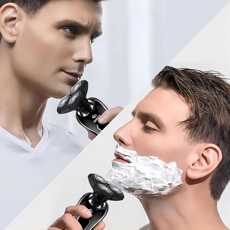 USB Rechargeable Electric Shaver for Men, Waterproof Rotary Razor, Cordless Wet and Dry Shaver, Beard Trimmer for Men