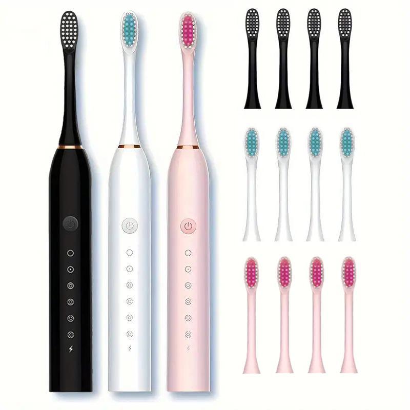 Electric Toothbrush Kit, 1 Box Rechargeable USB Toothbrush with 4 Soft Bristles Brush Heads, Oral Care Toothbrush for Home & Travel, Christmas Gift