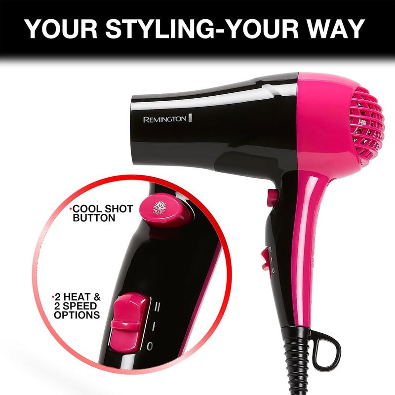 Compact Styler - Small Portable Hair Dryer - Ceramic Hair Dryer with 2 Heat Speed ​​Settings and Cool Button for Smooth Styles - Travel Size Lightweight Handheld Hair Dryer, 1875W