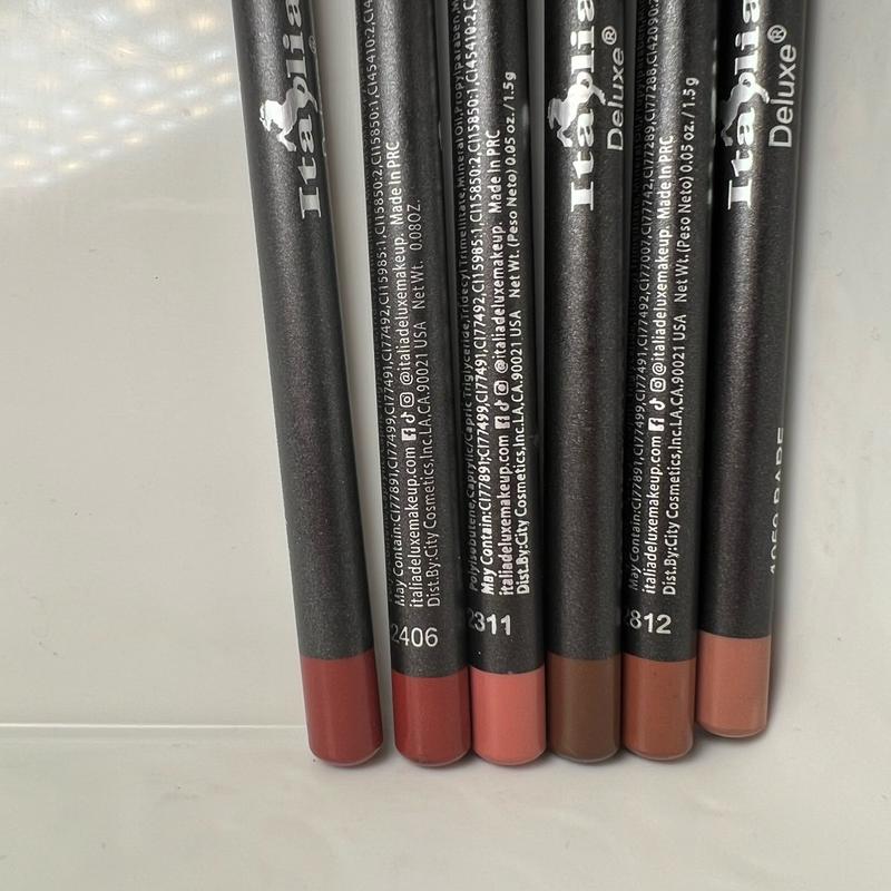 PACK of 6pc Italia Deluxe Ultra Fine Lip Liners - MINI NEUTRALS 1.0