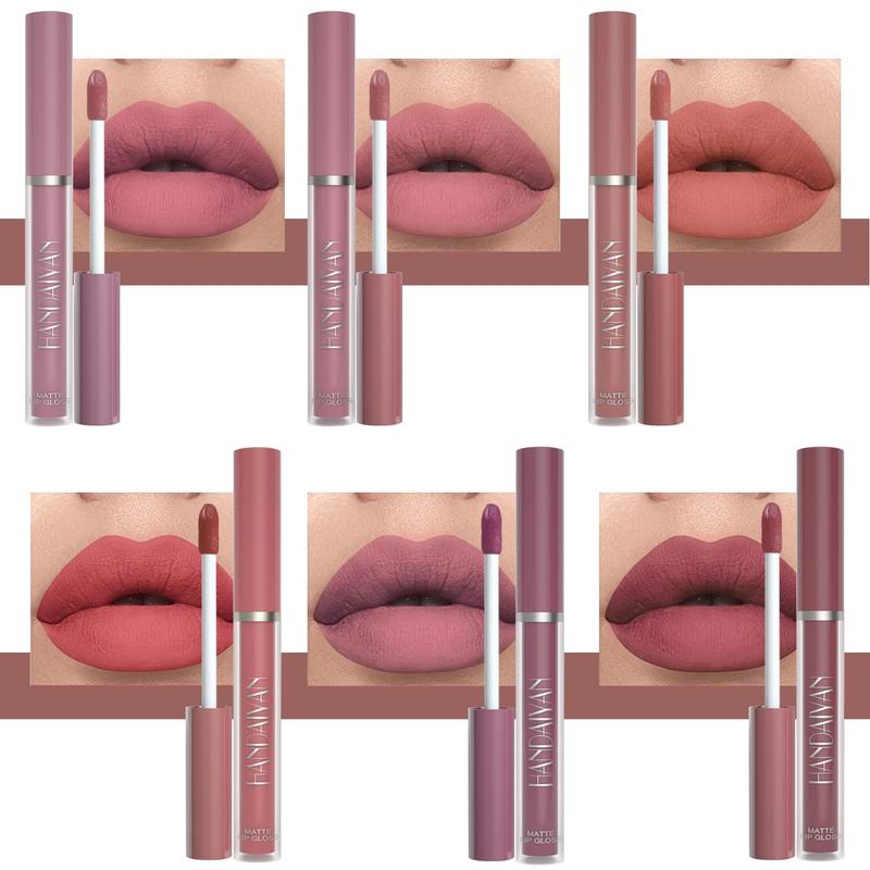 6Pcs Matte Liquid Lipstick Makeup Set, Matte liquid Long-Lasting Wear Non-Stick Cup Not Fade Waterproof Lip Gloss