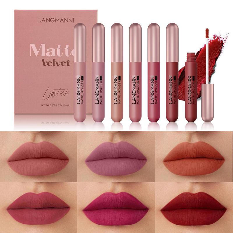 Long Lasting Moisturizing Matte Lipstick Set for Gifts, 6 Counts set Easy Coloring Lip Stick for All Occasions Lip Makeup, Girls and Women Makeup Accessories