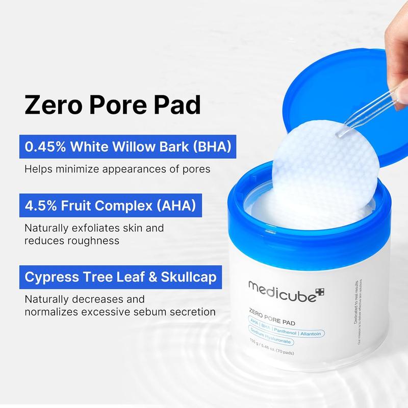 [Skin & Earth] Medicube Zero Pore Pads 2.0, Dual-Textured Exfoliating Pads for Smooth & Clear Skin, Korean Skincare, 70 Pads