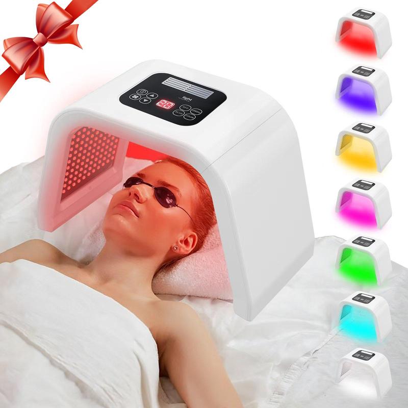 Foldable LED Facial Spa Machine, Professional 7 Colors LED Facial Mask, Multifunctional Beauty Instrument for Face Body Neck, Christmas Gift