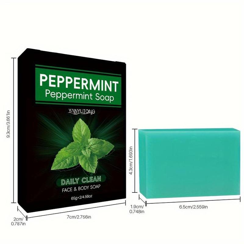 Peppermint Soap Bar, 2 Counts set Moisturizing Soap Bar for Face & Body, Deep Cleansing Soap Bar for Women & Men, Skin Pore Cleanser