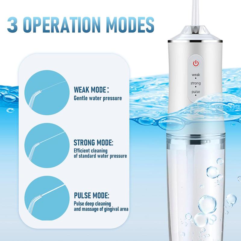 Electric Water Flossers for Teeth,Waterpik,Water Flosser,3 Intensities,360-Degree Rotating Nozzle,Oral Irrigator,Deep Cleaning of Teeth and Gums,Waterproof,Travel Daily Use