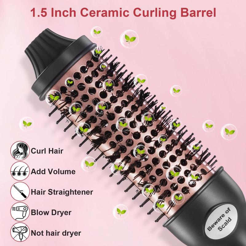 Thermal Brush, Heated Round Brush, Straightener Brush, Curling Iron Ceramic Tourmaline Ionic Quick Heating Brush with Digital Display Temperature, Hair Straightener Comb, Straightening Brush