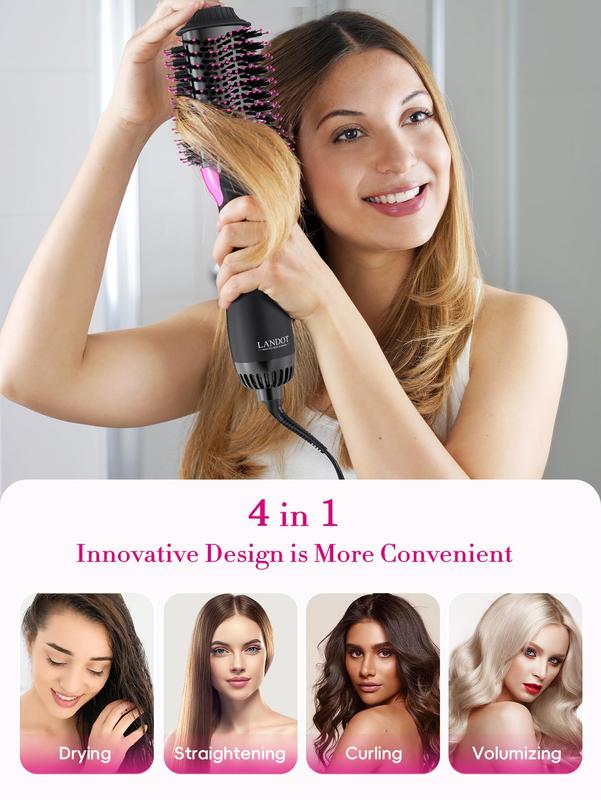 Hot Air Brush 4-in-1 | One-Step Blow Dryer & Volumizer | Drying, Straightening, Curling & Volumizing | Upgraded PLUS 2.0 | Fights Frizz & Adds Volume Smoothing Comfort