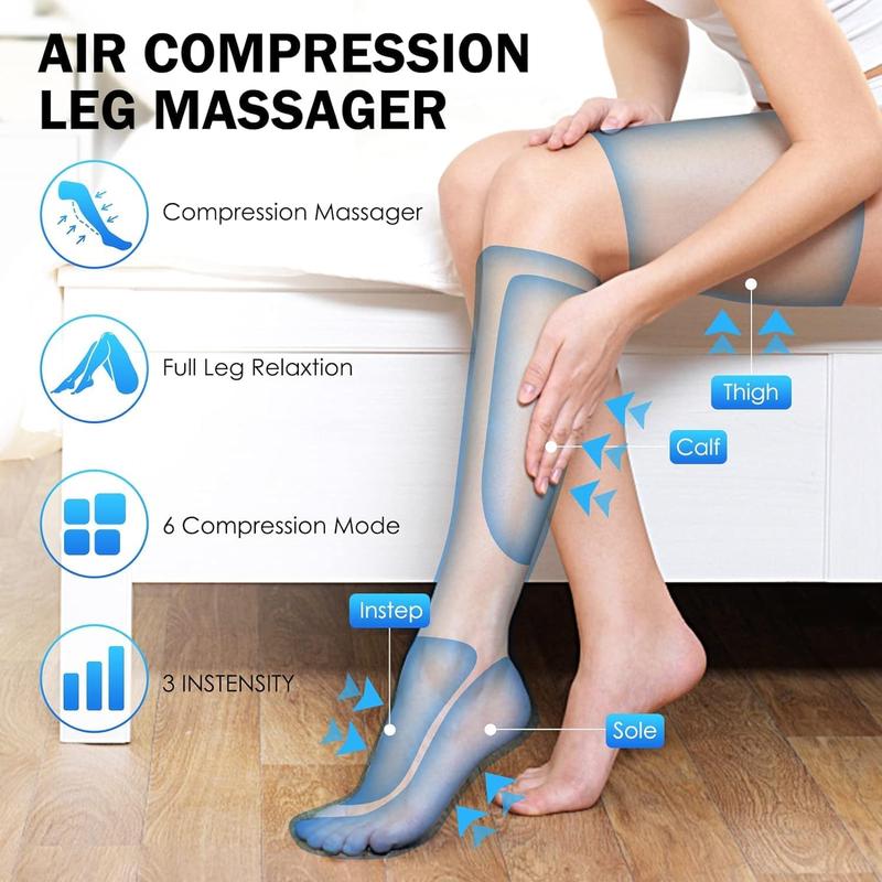 TOLOCO Leg Massager: Advanced Circulation, 6 Modes & 3 Vibration Settings for Ultimate Comfort and Relaxation