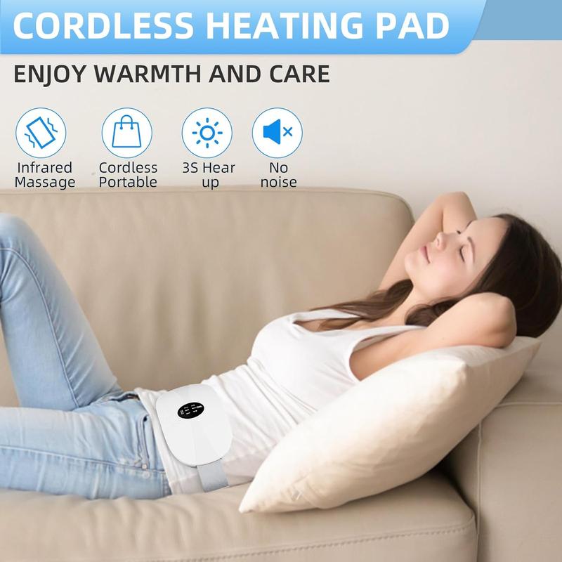 Heating Pad, Portable Cordless Fast Heating with 3 Heat Levels and 3 Vibration Massage Modes, Menstrual Gift for Women and Girl