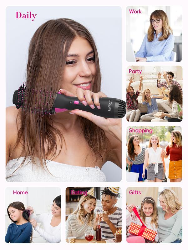 Hot Air Brush 4-in-1 | One-Step Blow Dryer & Volumizer | Drying, Straightening, Curling & Volumizing | Upgraded PLUS 2.0 | Fights Frizz & Adds Volume Smoothing Comfort