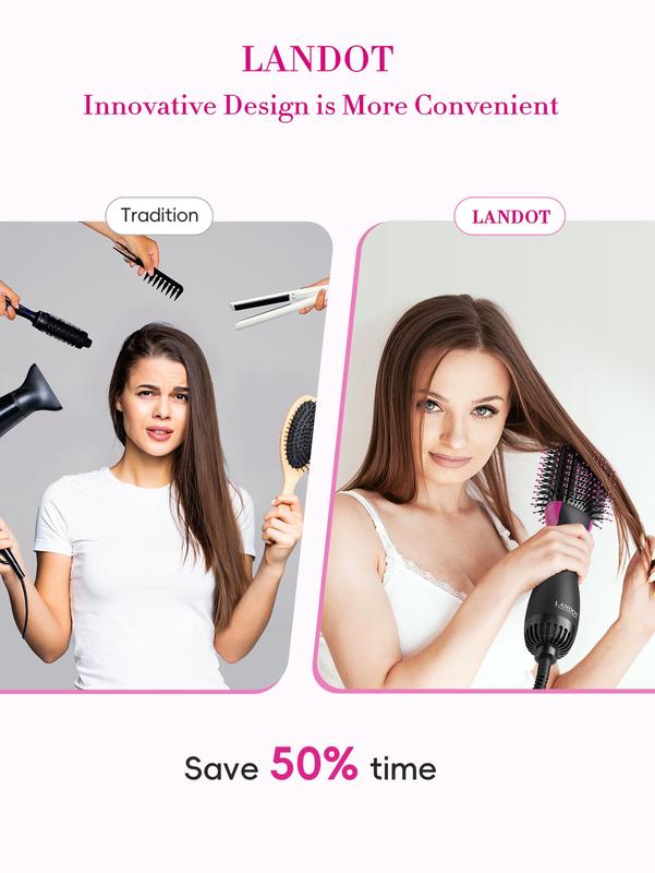 Hot Air Brush 4-in-1 | One-Step Blow Dryer & Volumizer | Drying, Straightening, Curling & Volumizing | Upgraded PLUS 2.0 | Fights Frizz & Adds Volume Smoothing Comfort