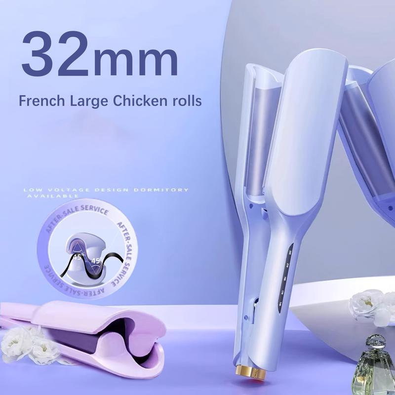 French Wave Curlinglron,32mm French Deep U-Shaped Curlinglron, Romantic Egg Curl Curling Tool, FastHeating Adjustable Temperature, Suitable forAny Hairstyle Hair Type Flawless Handle