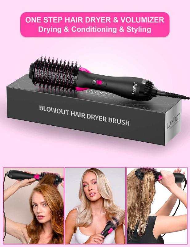 Hot Air Brush 4-in-1 | One-Step Blow Dryer & Volumizer | Drying, Straightening, Curling & Volumizing | Upgraded PLUS 2.0 | Fights Frizz & Adds Volume Smoothing Comfort