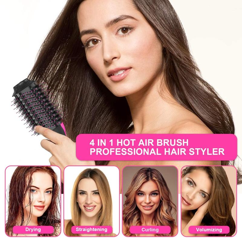 Hot Air Brush 4-in-1 | One-Step Blow Dryer & Volumizer | Drying, Straightening, Curling & Volumizing | Upgraded PLUS 2.0 | Fights Frizz & Adds Volume Smoothing Comfort