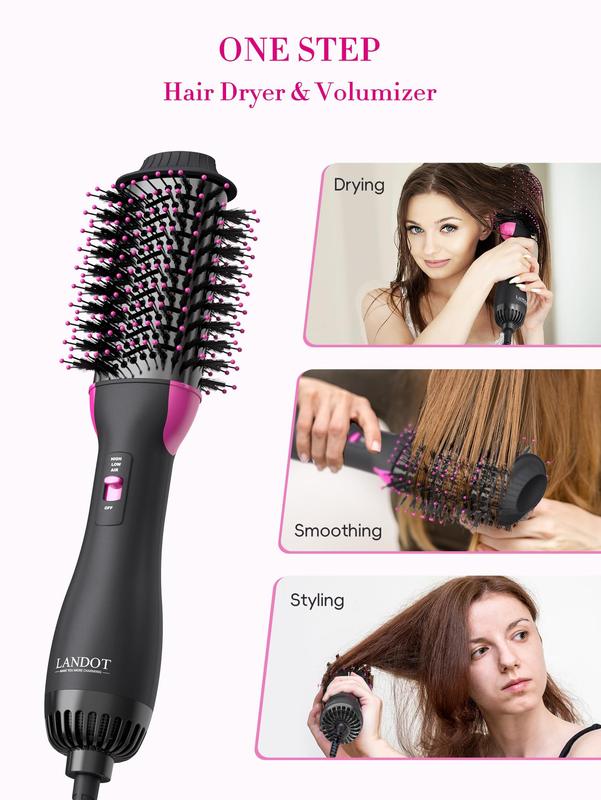 Hot Air Brush 4-in-1 | One-Step Blow Dryer & Volumizer | Drying, Straightening, Curling & Volumizing | Upgraded PLUS 2.0 | Fights Frizz & Adds Volume Smoothing Comfort