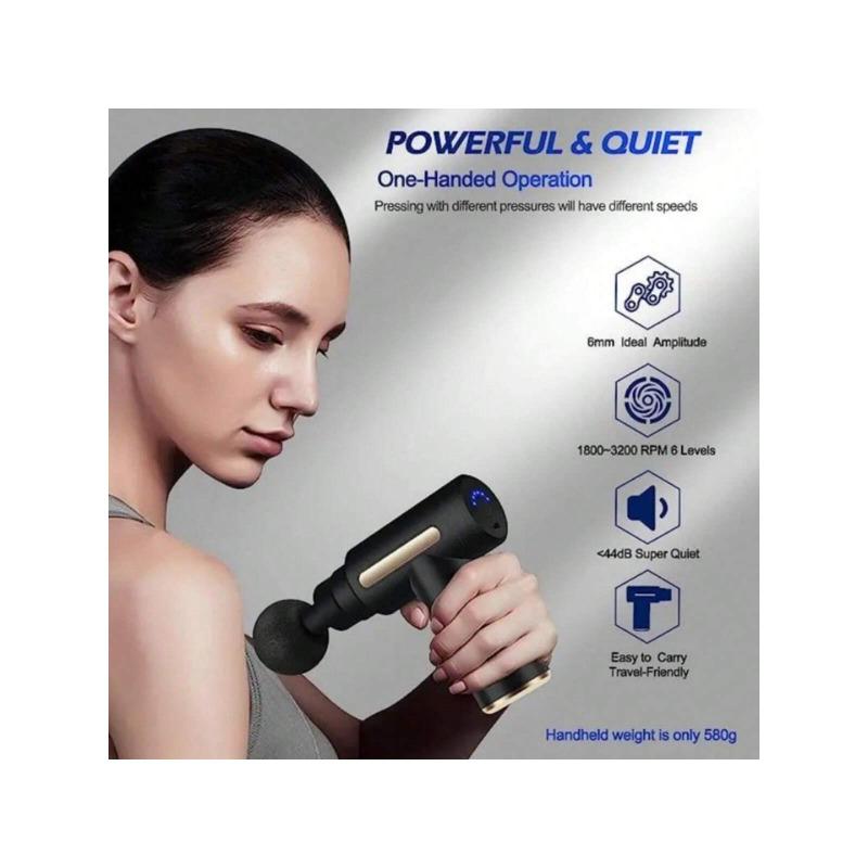 Portable Mini Massage Gun, Electric Massage Percussion Massager for Deep Tissue, Interchangeable 4 Massage Heads 6 Adjustable Speeds, for Christmas Gifts, Holiday Gifts for Men and Women, Muscle Relaxation