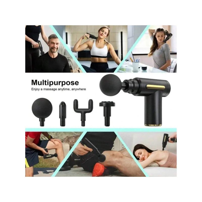 Portable Mini Massage Gun, Electric Massage Percussion Massager for Deep Tissue, Interchangeable 4 Massage Heads 6 Adjustable Speeds, for Christmas Gifts, Holiday Gifts for Men and Women, Muscle Relaxation