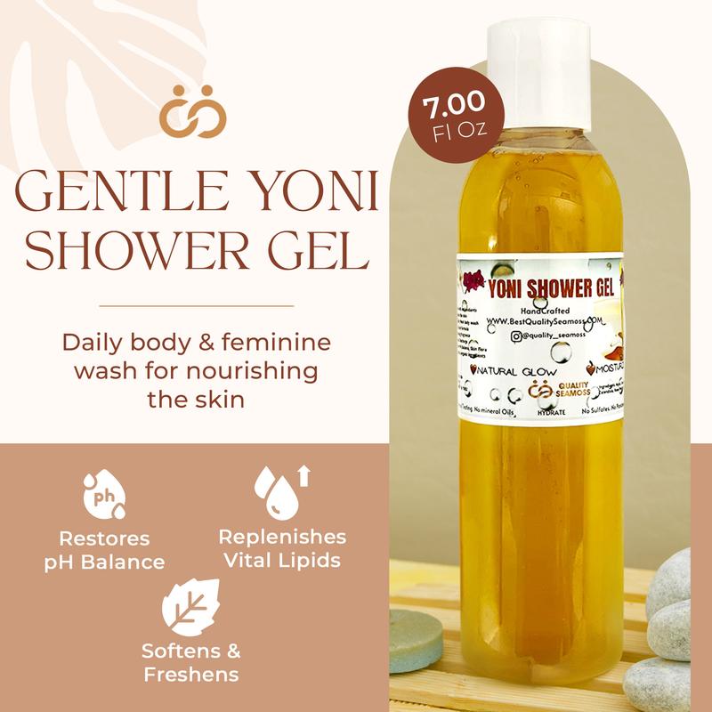 External Use Only. Ph Balance. Odor, Itching, Dryness. Freshness All Day. Yoni Shower Gel Minty.