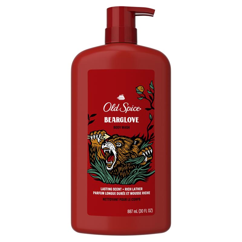 Old Spice Men's Body Wash, Bearglove, Long Lasting Lather, 33.4 fl oz