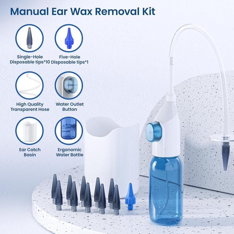 Manual Ear Wax Removal Kit, 1 Set Ear Wax Cleaning Tool, Ear Cleansing Kit, Safe and Effective Earwax Removal Tool for Women & Men