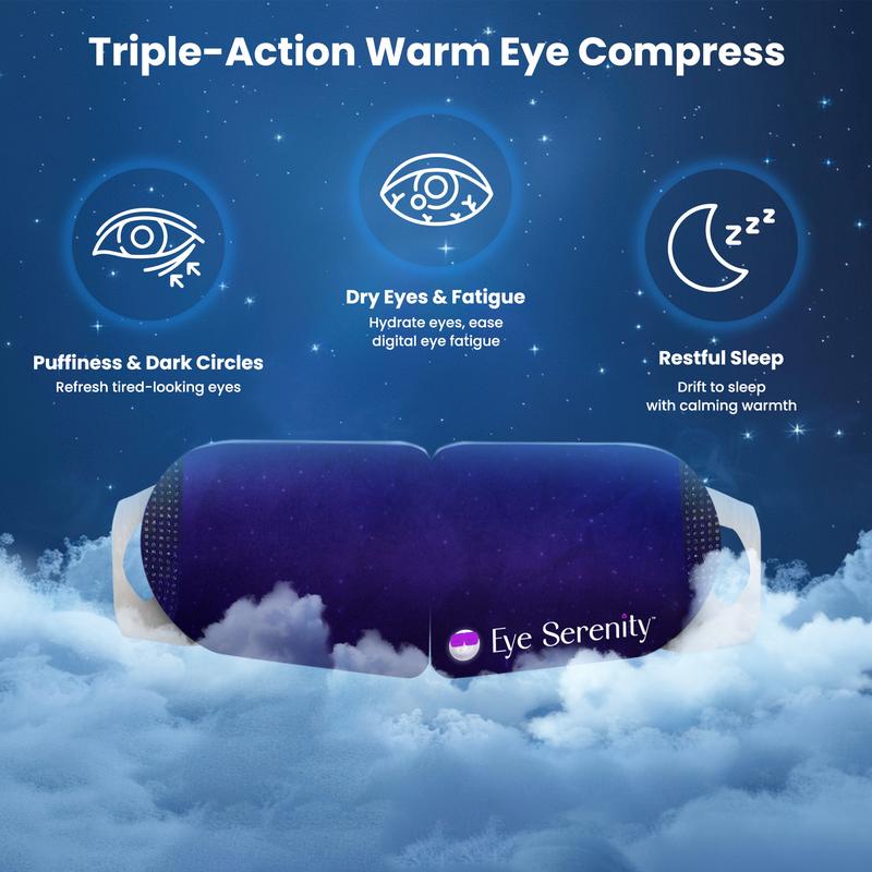 Eye Serenity Self Heating Warm Compress for Dry Eyes, Sleep, Screen Fatigue, Meditation Mask Calming Eye Mask Facial Soothing