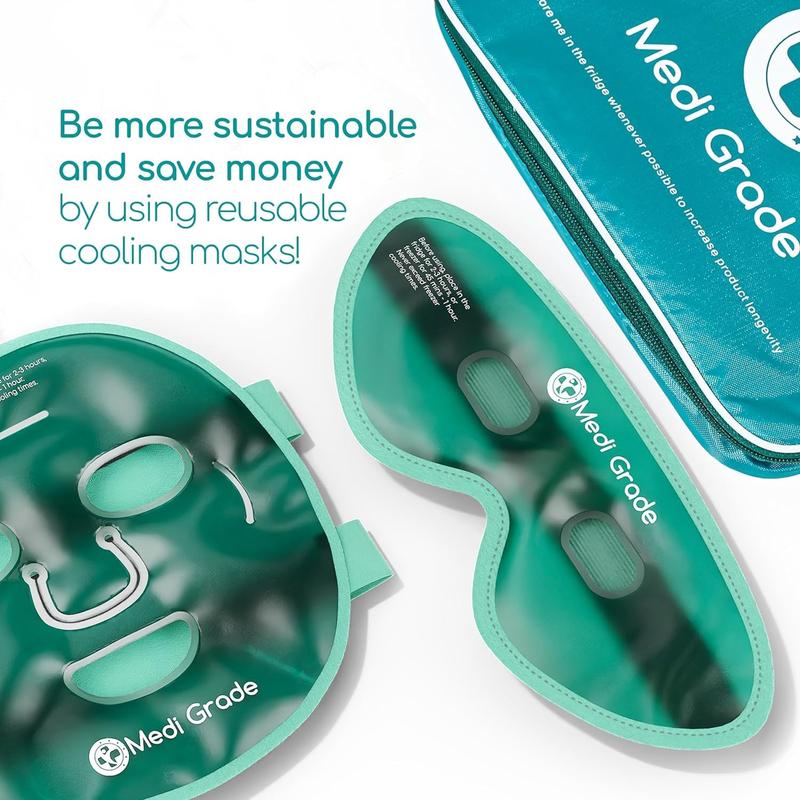 Medi Grade Cooling Ice Face Mask and Cooling Eye Mask for Puffy Eyes &  Migraine Relief -Technology Hydrating Relaxing Skin Care