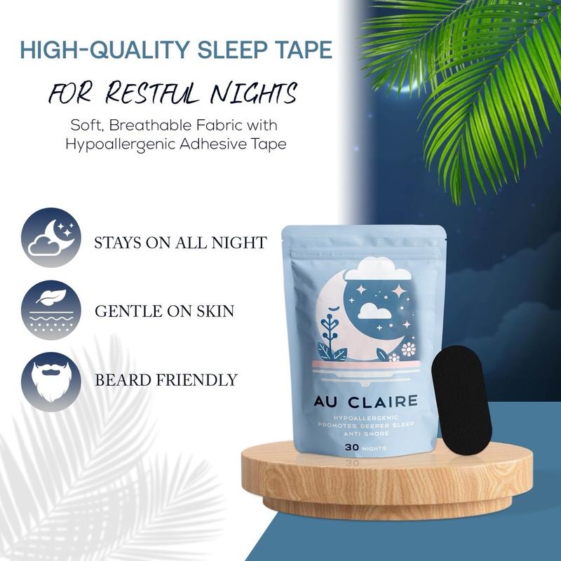 Au Claire Mouth Tape for Sleeping (30 Pack) - Promotes Restful Sleep & Reduces Snoring, Hypoallergenic Medical Grade Adhesive Comfort