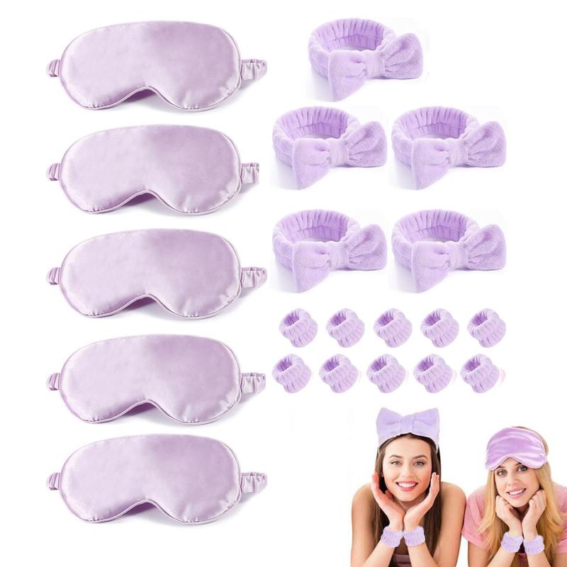 Sleeping Eye Mask Set (4 Counts set), Including 1 Count Headband & 2 Counts Wristbands & 1 Count Eye Mask, Sleeping Eye Cover Set for Women & Girls