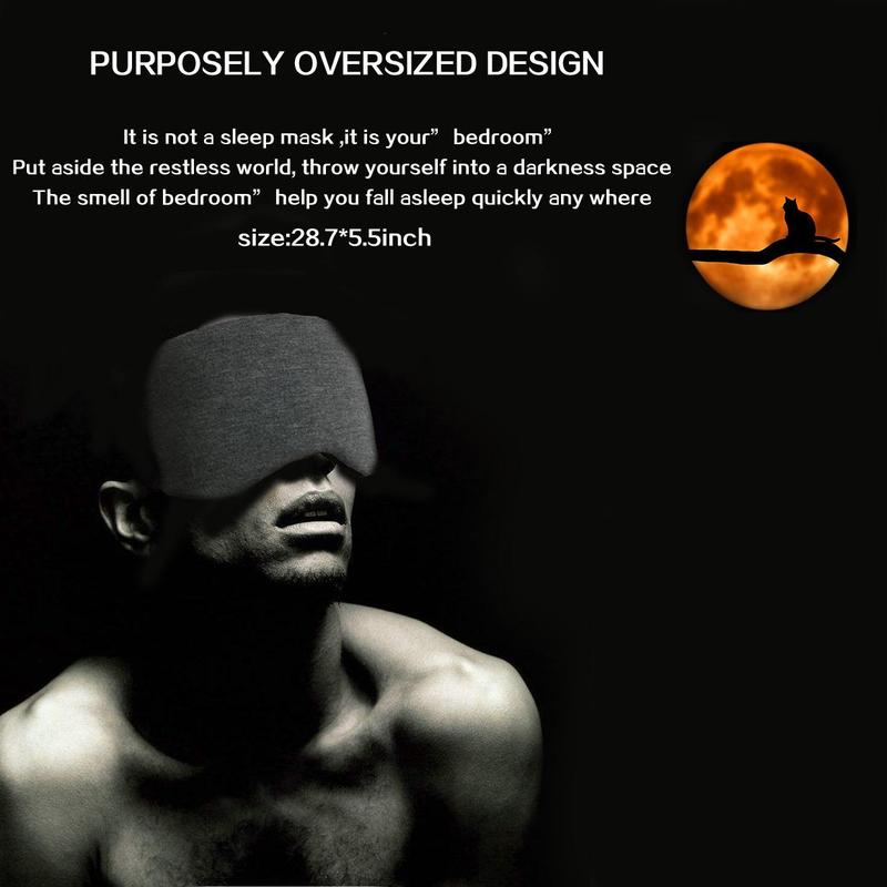 Light Blocking Sleeping Eye Mask, Adjustable Soft Oversized Eye Shade, Blindfold for Men Women