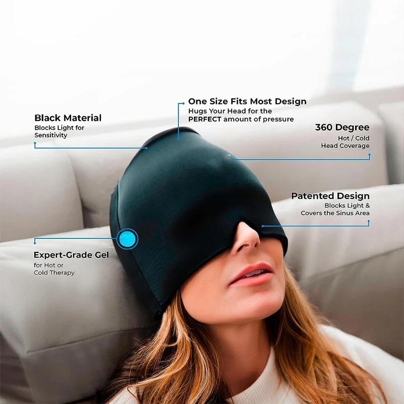 Gel Cold Headache Ice Cap Migraine Relief Cap Stress Relax Pain Head Hot Cold Therapy Cold Pack Eye Mask Ice Hat Massage Tool