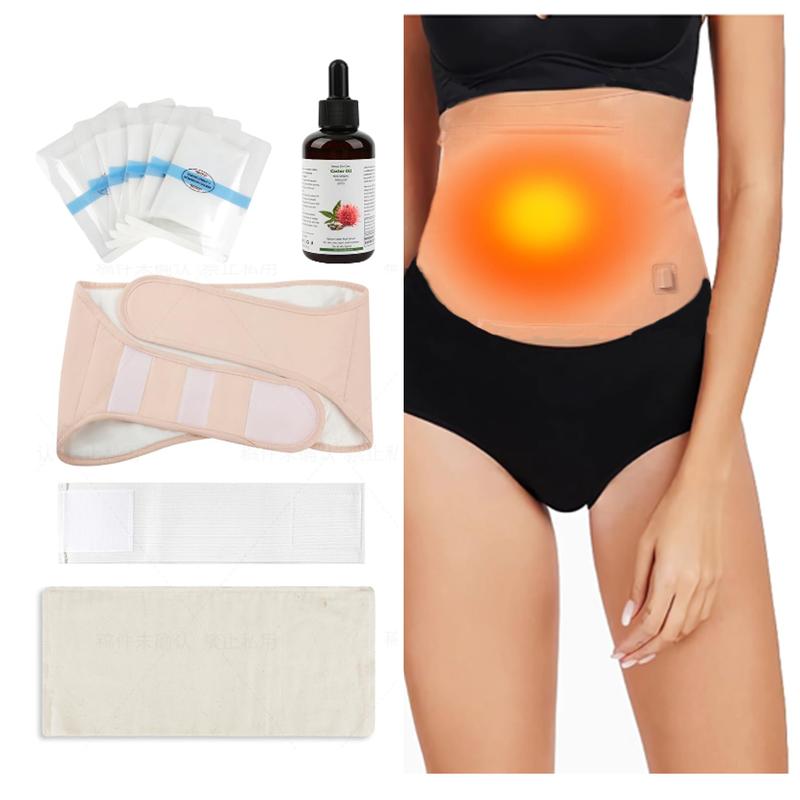 5PCS Heated Castor Oil pack Wrap, Organic Cotton Electronic Heating Castor Oil Pack, Moisturizing Skin Friendly Wrap for 4Oz Jamaican Black Castor Oil Heating, Come with Small Knee Joint Belly Pad