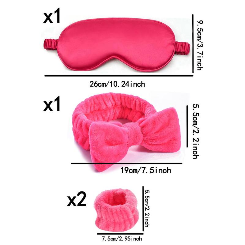 Sleeping Eye Mask Set (4 Counts set), Including 1 Count Headband & 2 Counts Wristbands & 1 Count Eye Mask, Sleeping Eye Cover Set for Women & Girls