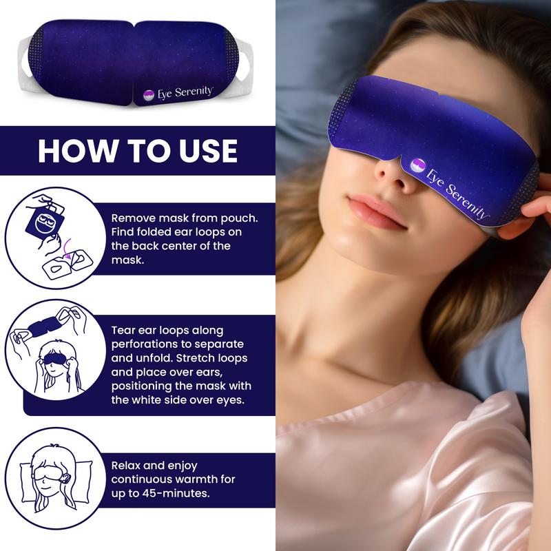 Eye Serenity Self Heating Warm Compress for Dry Eyes, Sleep, Screen Fatigue, Meditation Mask Calming Eye Mask Facial Soothing