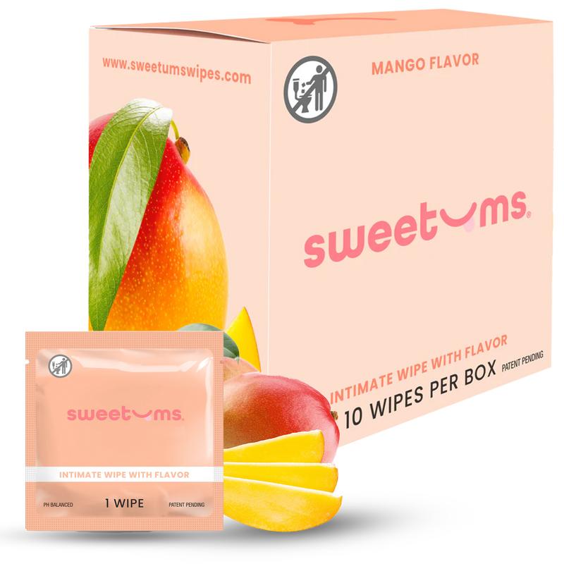 Sweetums Mango Flavored Wipes Feminine Wipes Flavored Beauty Feminine Hygiene Personal Care Mango Scent Mango Flavor pH balanced gynecologist tested dermatologist tested