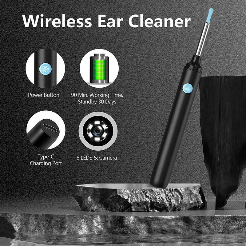 Wireless Visual Ear Pick, 1 Box Ear Wax Removal Tool with 8 Counts Ear Pick Set, Ear Cleaner with Camera  Earwax Remover Kit with Light