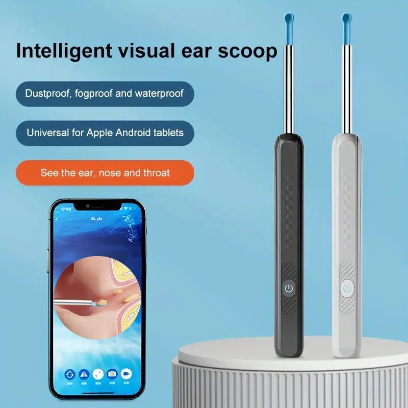 Smart Visual Ear Wax Remover, 1 Box Rechargeable LED Ear Cleaner with 6 Counts Ear Pick Heads, Waterproof Ear Wax Removal Tool, Ear Cleaning Tool, Ear Wax Removal Kit