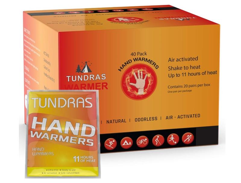 Hot Hand Warmers 11 Hours Long Lasting - 40 Count - Natural Odorless Safe Single Use Air Activated Heat Packs for Hands, Toes and Body - Up to 11 Hours of Heat - TSA Approved