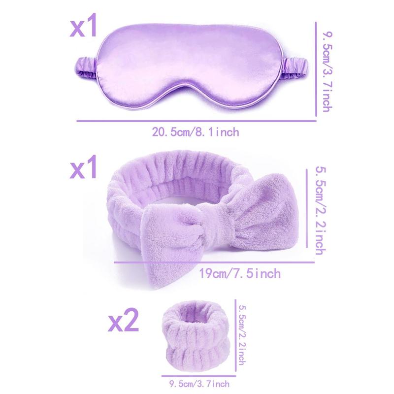 Sleeping Eye Mask Set (4 Counts set), Including 1 Count Headband & 2 Counts Wristbands & 1 Count Eye Mask, Sleeping Eye Cover Set for Women & Girls