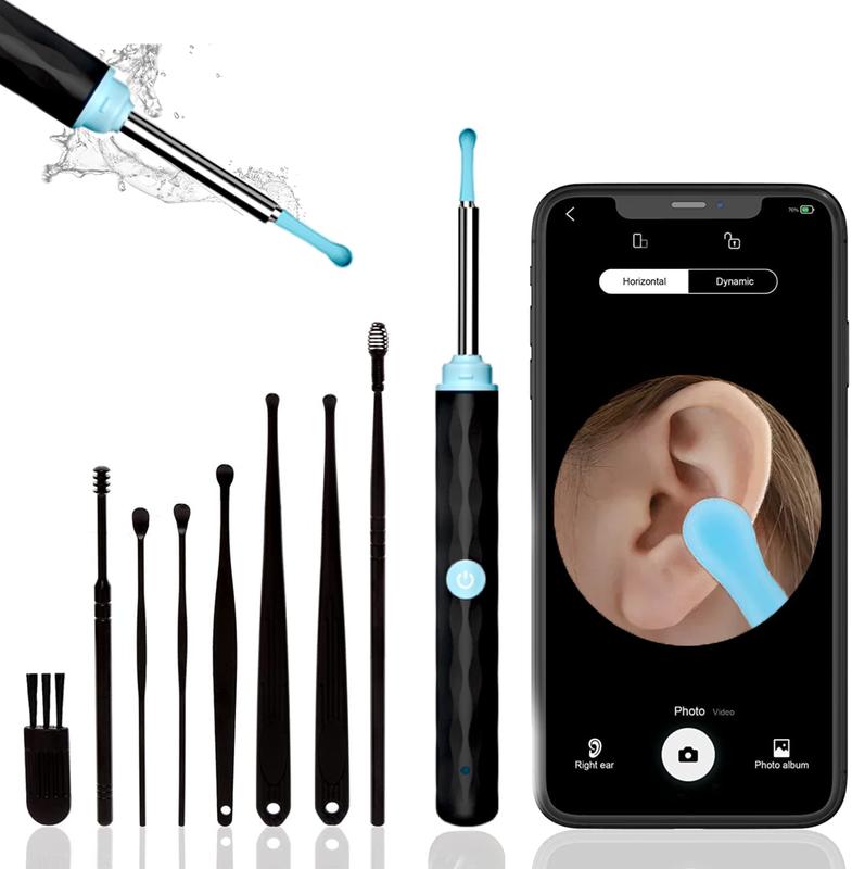 Novel Christmas Gifts Ear Wax Removal - Earwax Remover Tool with 6 Pcs Ear Set - Ear Cleaner with Camera - Earwax Removal Kit with Light - Ear Camera with 6 Ear Spoon - Ear Cleaner for iOS & Android