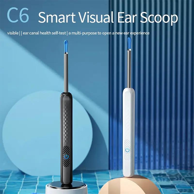 Smart Visual Ear Wax Remover, 1 Box Rechargeable LED Ear Cleaner with 6 Counts Ear Pick Heads, Waterproof Ear Wax Removal Tool, Ear Cleaning Tool, Ear Wax Removal Kit