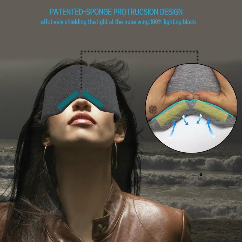 Light Blocking Sleeping Eye Mask, Adjustable Soft Oversized Eye Shade, Blindfold for Men Women