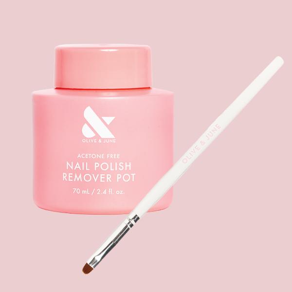 Nail Polish Remover Pot + Nail Polish Clean Up Brush