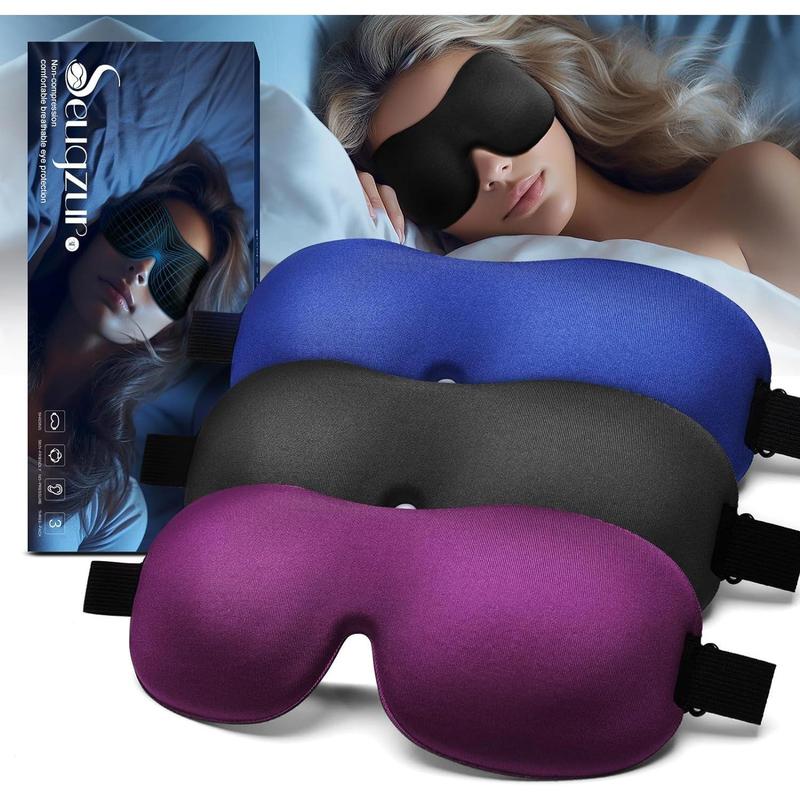 Sleep-Eye-Mask-for-Side-Sleepers: Light Blocking Eye Mask for Sleeping 3D Blackout Eye Cover Women Men, Travel Blindfold (blackbluepurple) Comfort