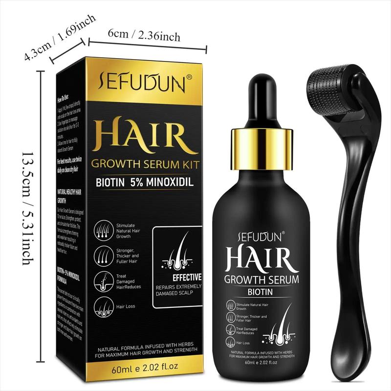 Serum with Micro-needle Roller, 2 Counts set Hair Strengthening Serum, Moisturizing Hair Care Product for Men, Hair Care Product for Daily Use, Face Care Products, Gifts for Men